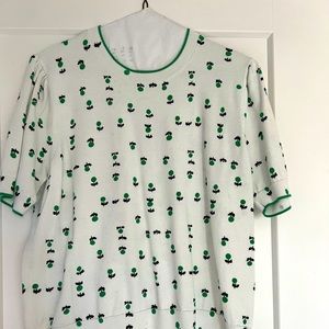 Ann Taylor White sweater with green clovers